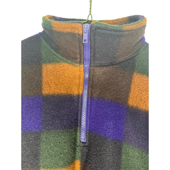 Women's M Fleece 1/4 Zip up, EVR Div Rousso Apparel Group, Checkered, Brown, Pur - Picture 4 of 7